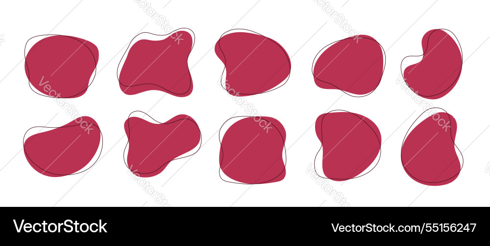 Set of freeform or irregular blob simple liquid Set of freeform or irregular blob simple liquid vector image