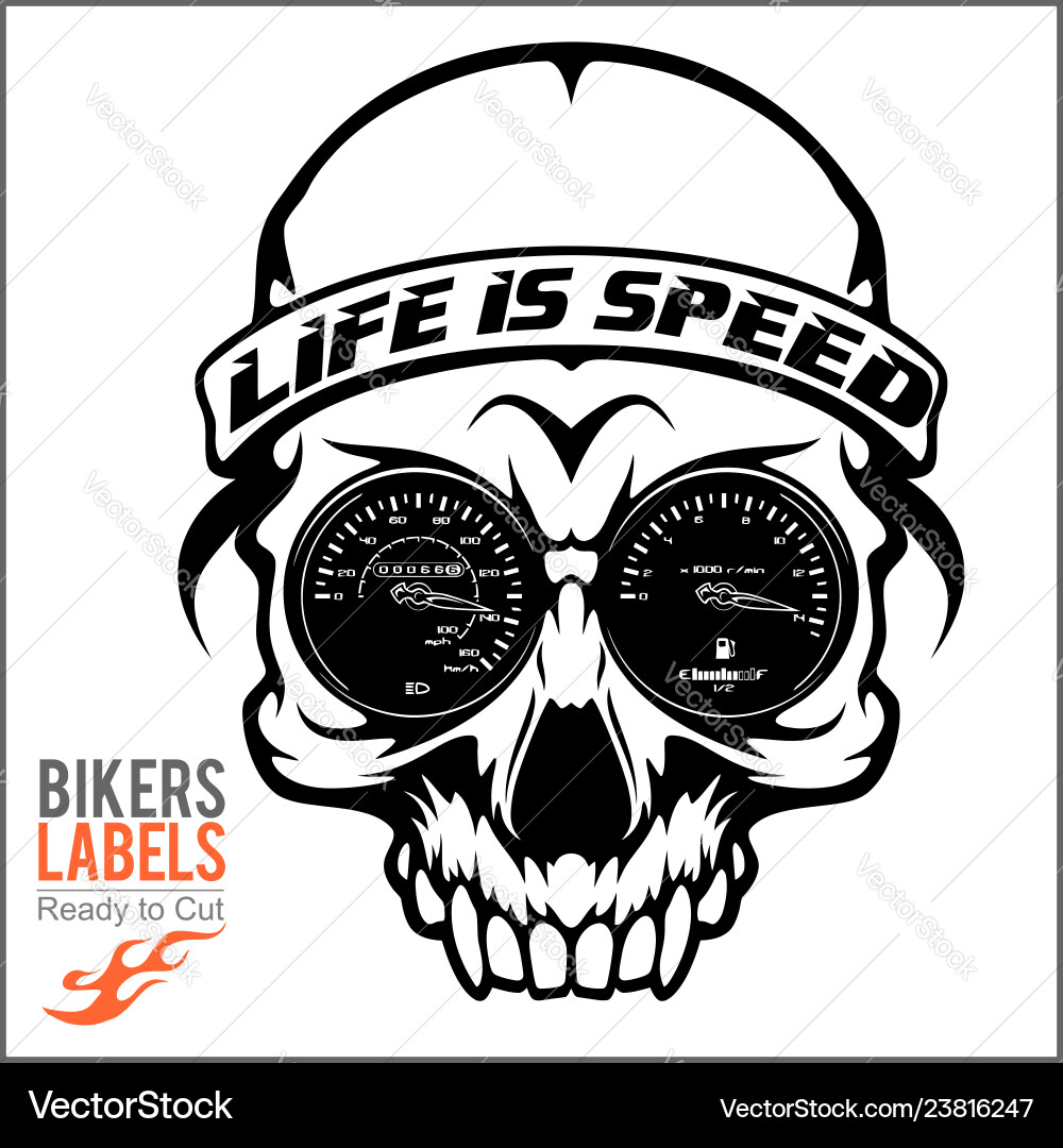 Speedy Skull - Motorcycle Emblem Vector Image