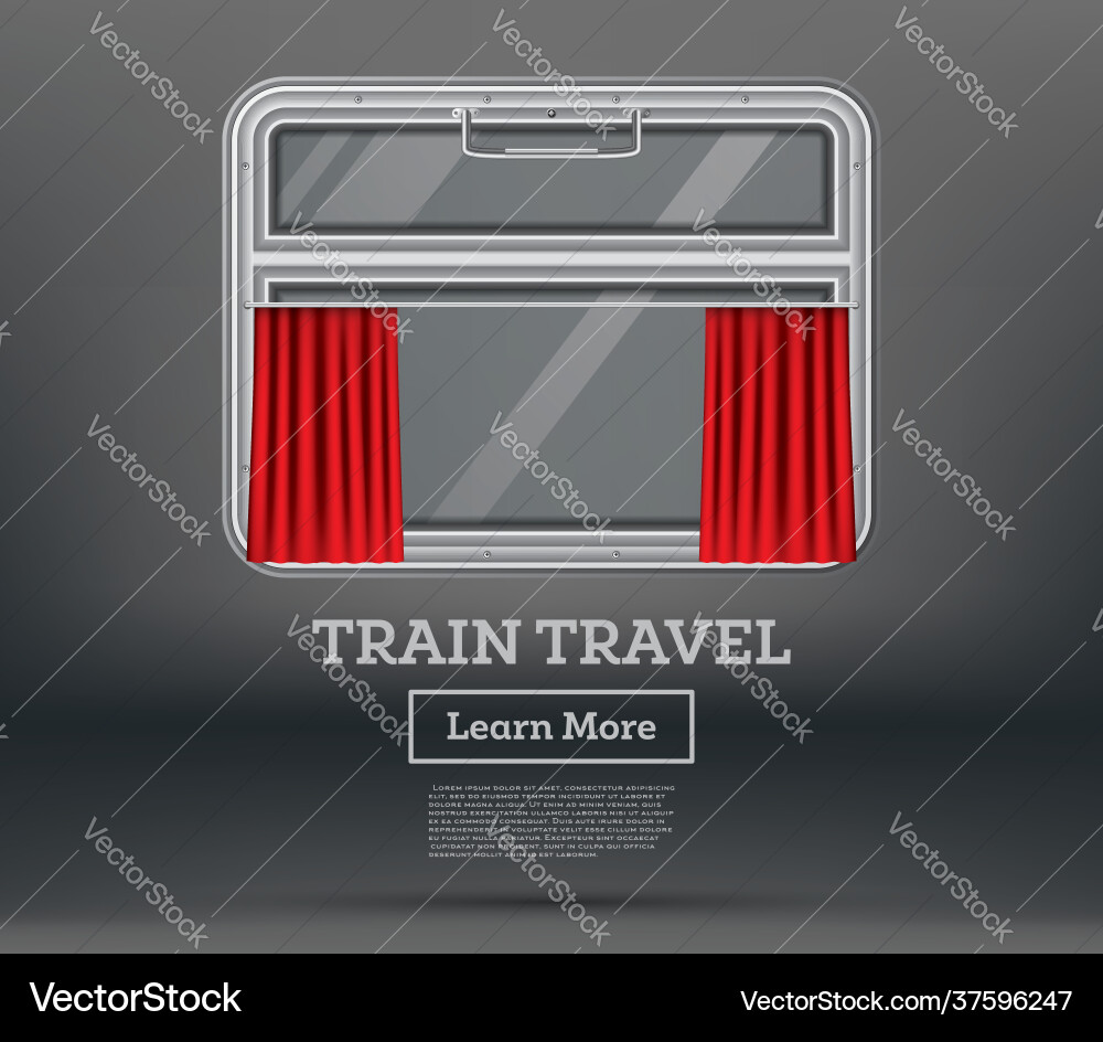 Train window with red curtain handle Train window with red curtain handle vector image