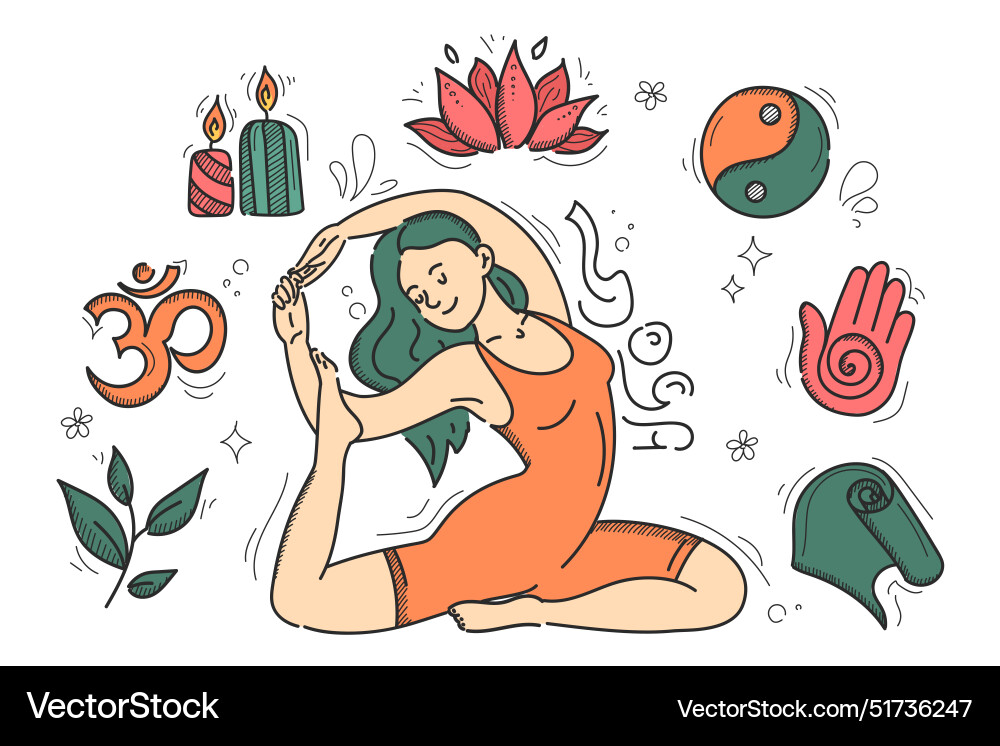 Woman in yoga pose doodle style isolated Woman in yoga pose doodle style isolated vector image