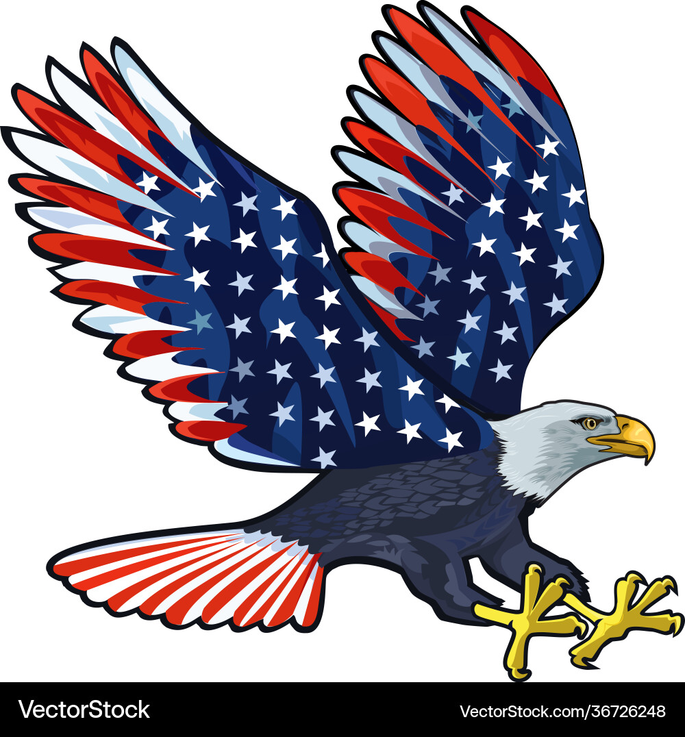 American Eagle with USA Flags Vector Image