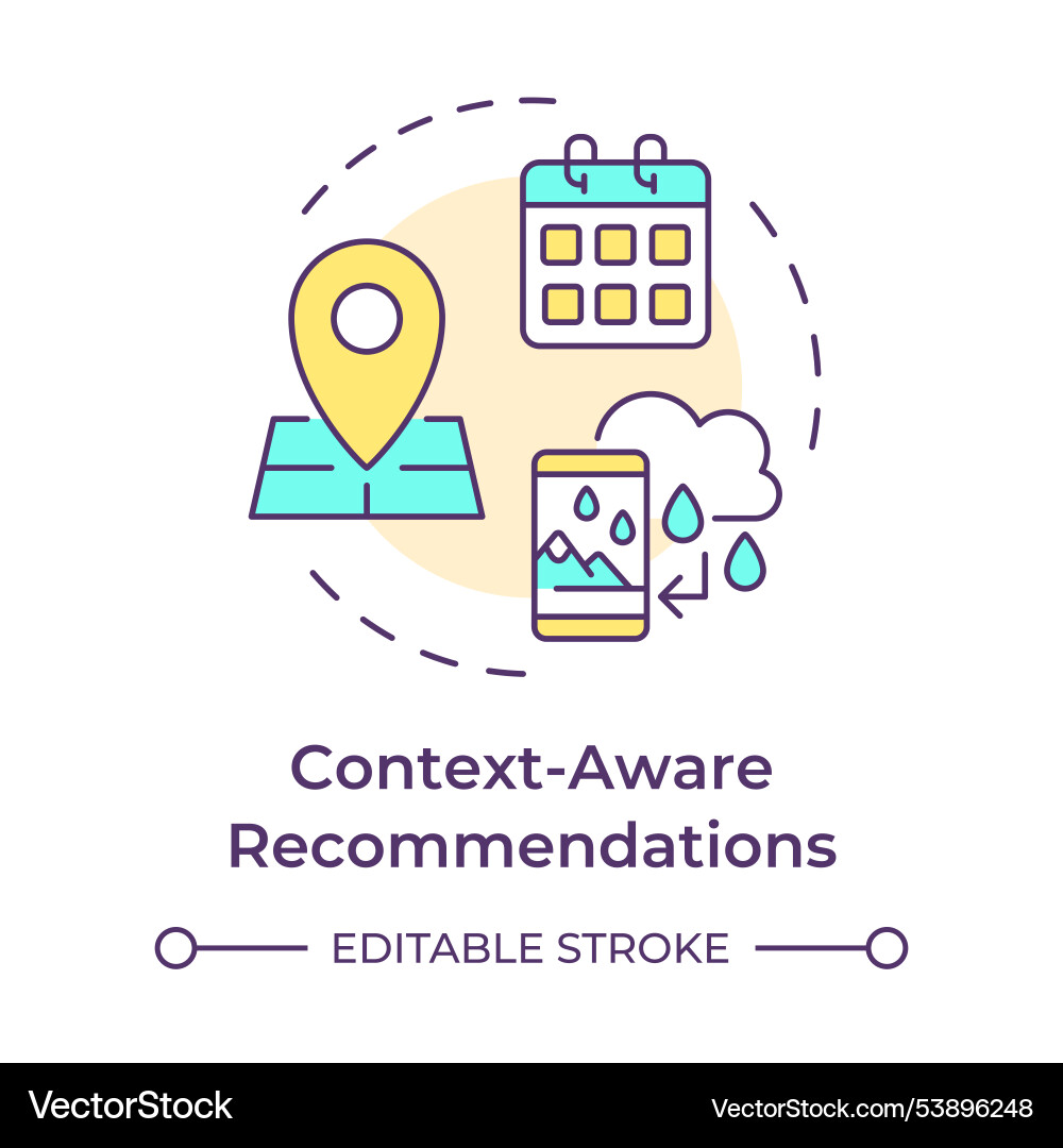Context-aware recommendations multi color concept Context-aware recommendations multi color concept vector image