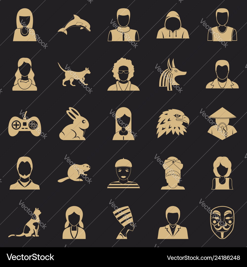 Demos icons set simple style vector image