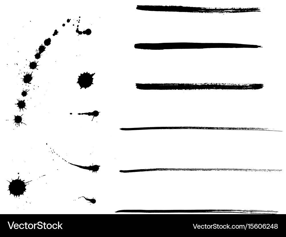 Ink Splatter and Drop Set vector image