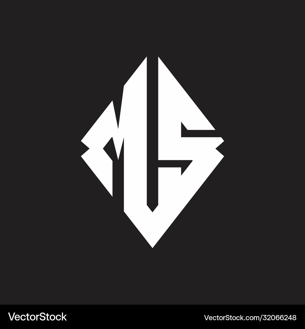 Ms logo monogram with sharp square design template Vector Image