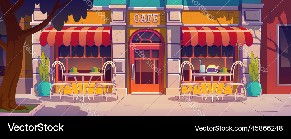 Outdoor cafe coffee shop on city street Outdoor cafe coffee shop on city street vector image