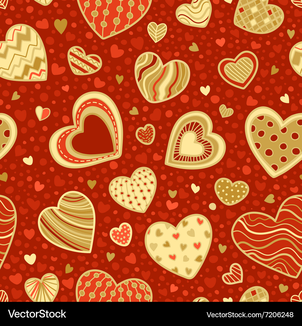 Seamless red and gold romantic pattern Vector Image