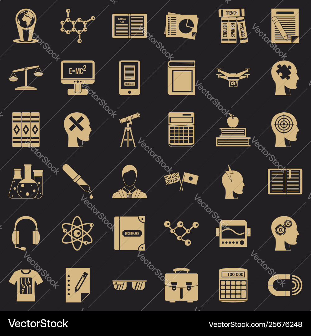 Studying icons set simple style Studying icons set simple style Vector Image