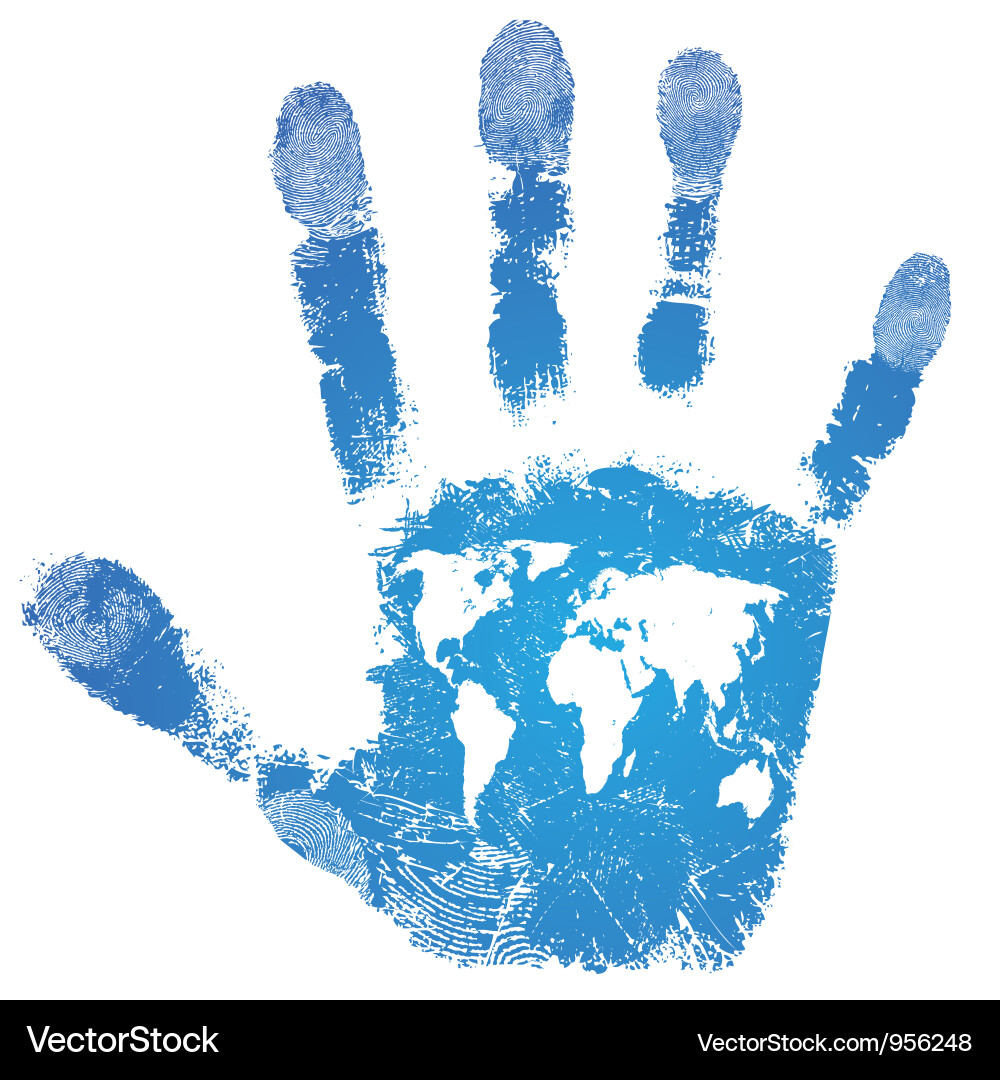 World Map Handprint Print vector image