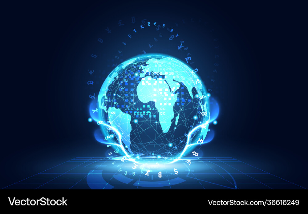 Abstract big data communication technology global Abstract big data communication technology global vector image
