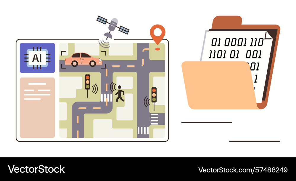 Ai-driven traffic management system with satellite Ai-driven traffic management system with satellite vector image