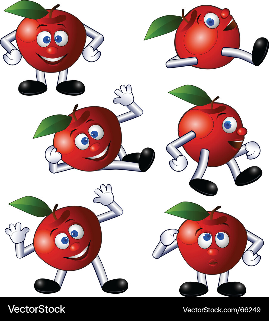 Animated Apple Characters Vector Image
