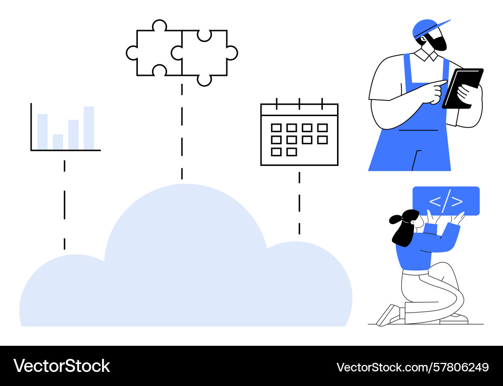 Cloud-basierter Workflow mit Programmierplanungsdaten Cloud-basierter Workflow mit Programmierplanungsdaten vektorbild