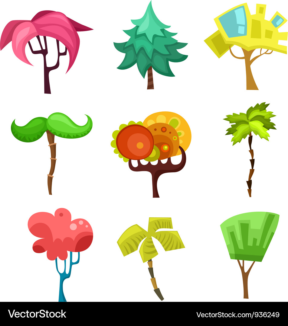 Cute Tree Set Vector Image