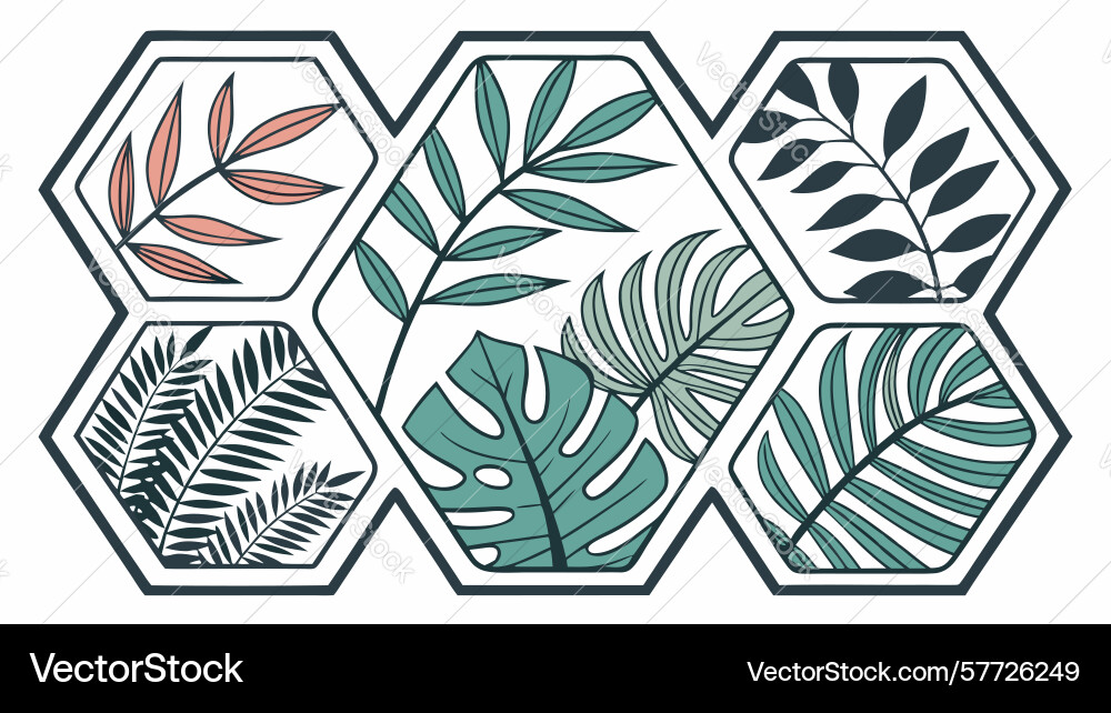 Detailed seamless hexagonal leaf pattern Vector Image