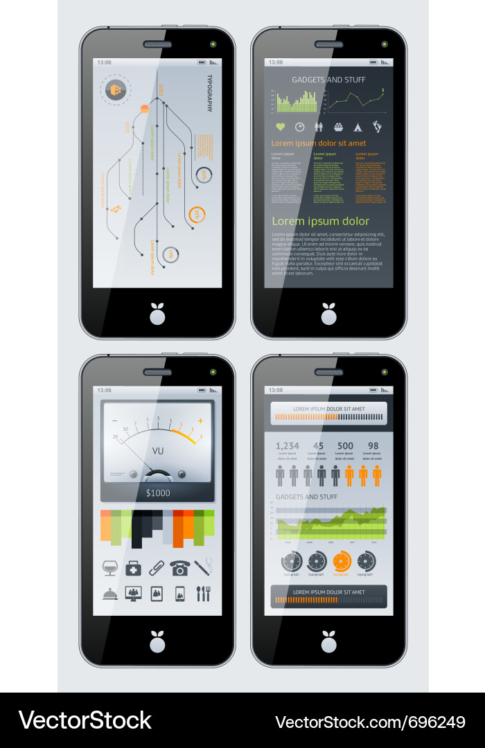 Smartphone Data Charts & Graphs Vector Image