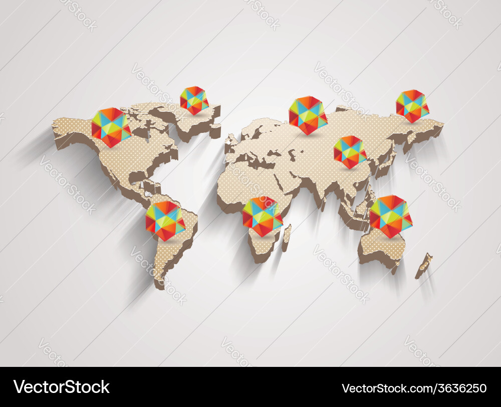 3d world map with modern elements of info graphics vector image