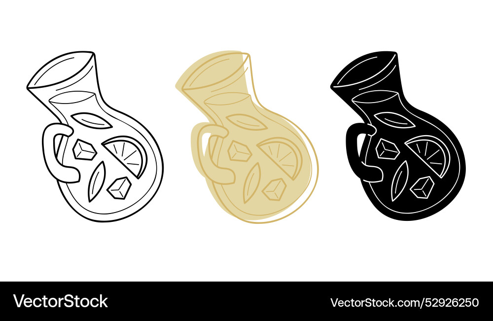 A small set with jug of lemonade in different A small set with jug of lemonade in different Vector Image