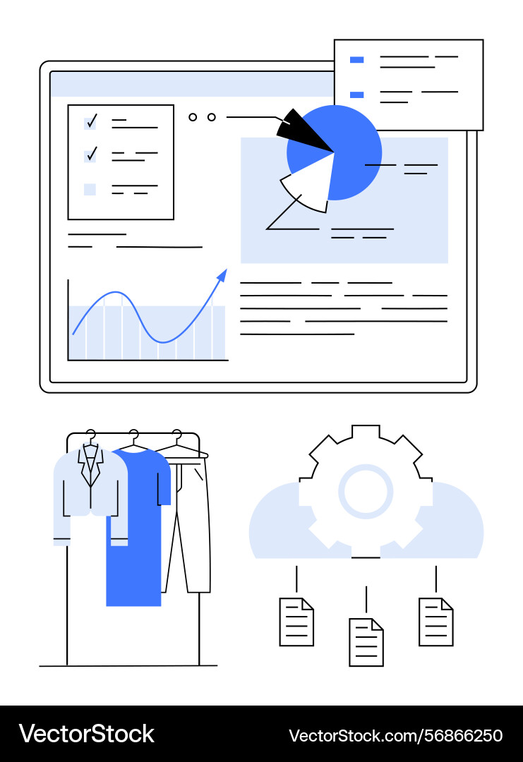 Digital workflow with data analysis content Digital workflow with data analysis content vector image