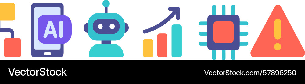 Exploring artificial intelligence through icons Exploring artificial intelligence through icons vector image
