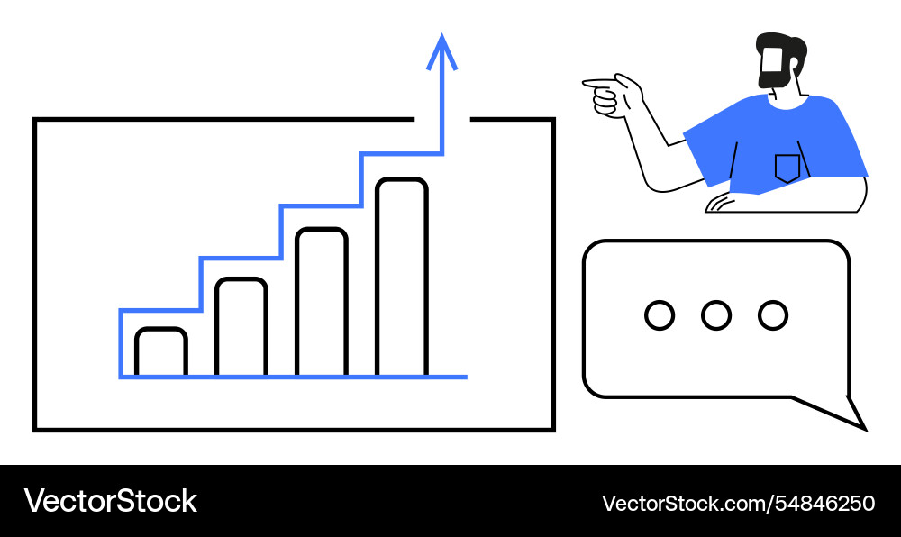 Growth chart with person explaining and speech Growth chart with person explaining and speech vector image
