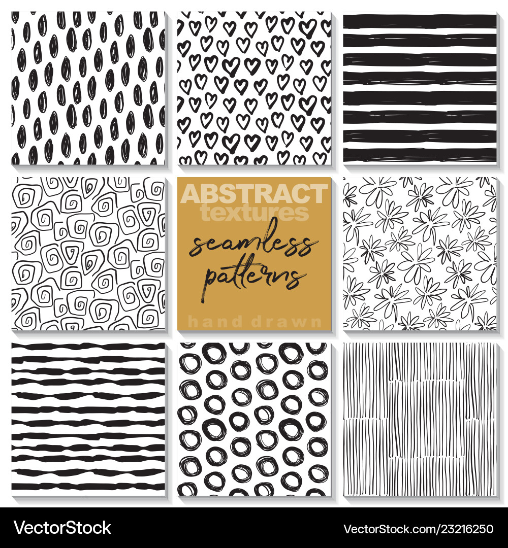 Hand-Drawn Ink Pattern Set Royalty Free Vector Image