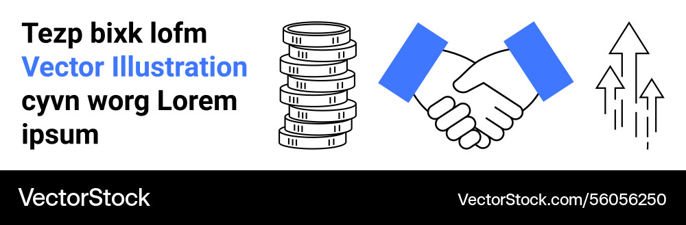 Handshake coin stack and arrows representing Handshake coin stack and arrows representing vector image