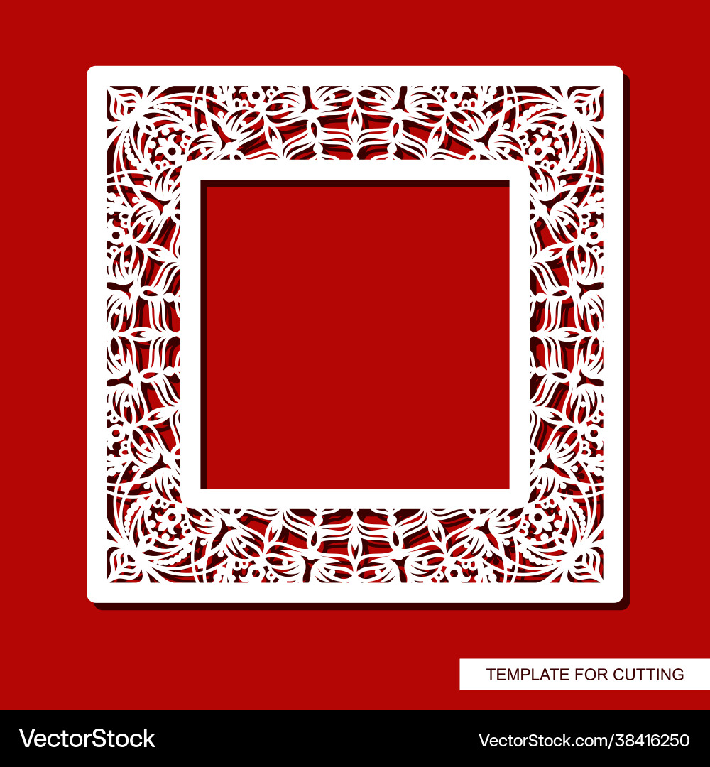 Square photo frame with a carved pattern Square photo frame with a carved pattern vector image