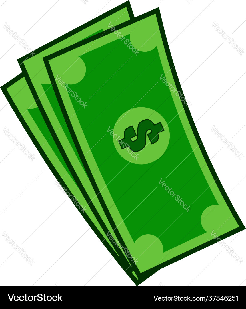 Cartoon green bill dollar money vector image