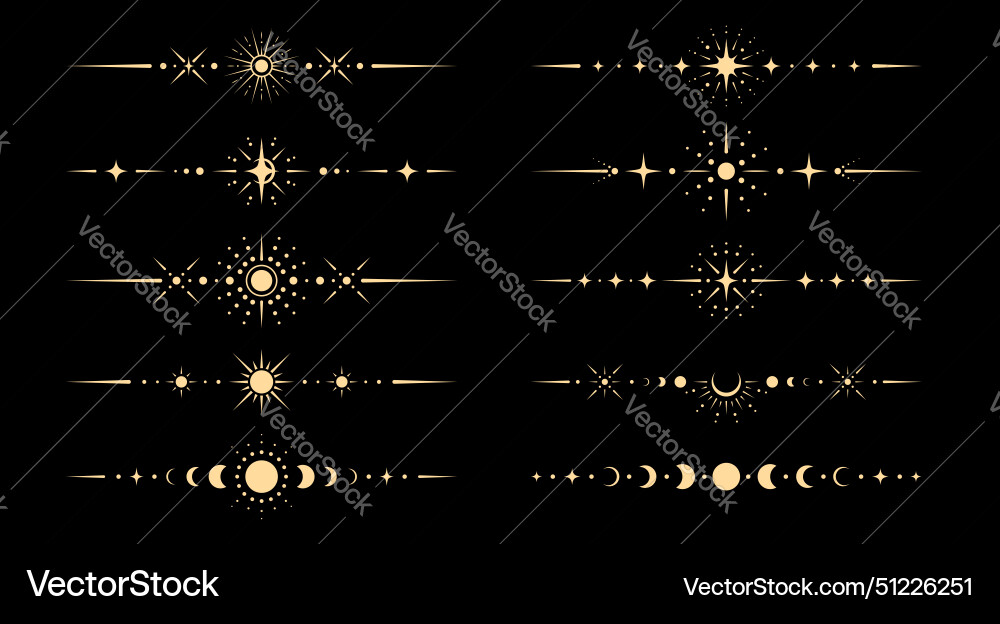 Celestial Boho Borders & Dividers Vector Image
