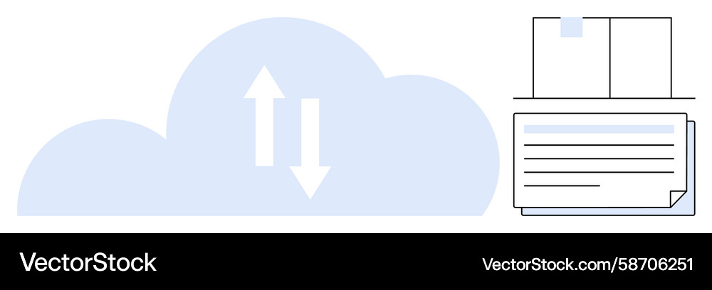 Cloud data upload and download with document Vector Image