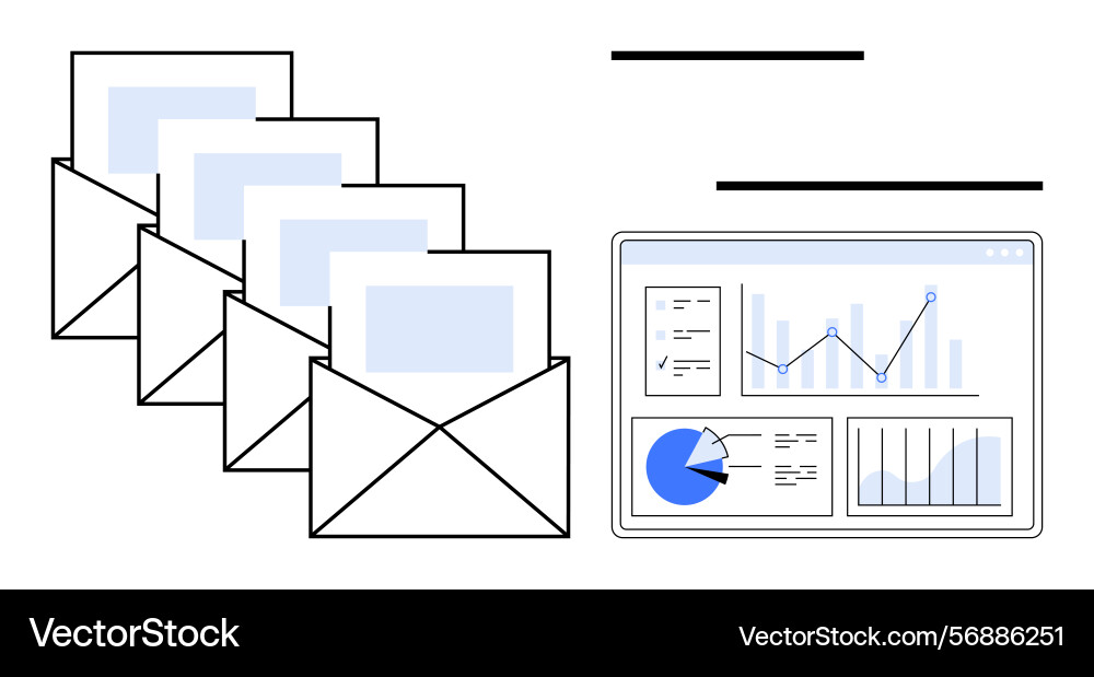 Email analysis dashboard with visual data displays Email analysis dashboard with visual data displays vector image