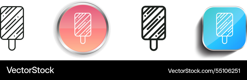 Ice cream icon thin linear regular and button Vector Image