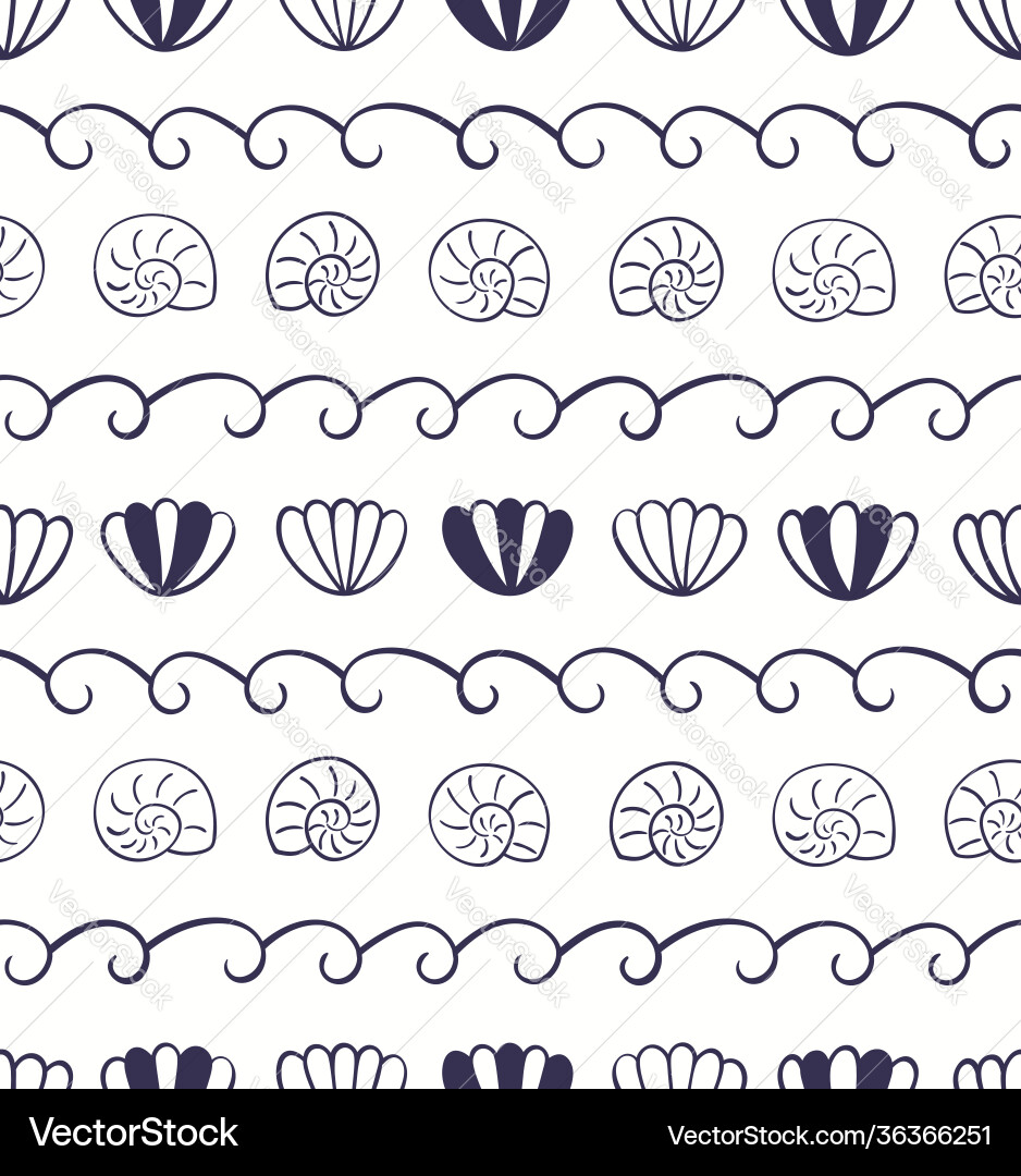 Nautical Seashell Pattern Vector Image