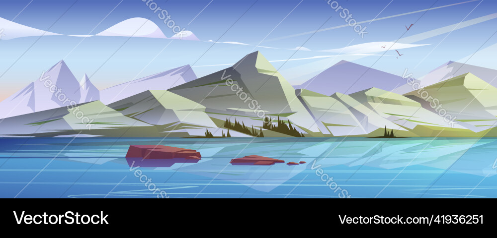 Nordische Landschaft mit See- und Bergkette Nordische Landschaft mit See- und Bergkette vektorbild