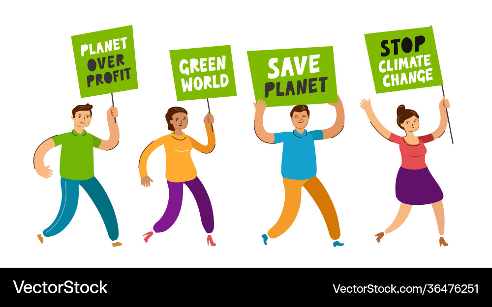 People holding banners and posters People holding banners and posters vector image