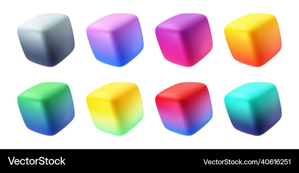 Set of colorful gradient cubes Set of colorful gradient cubes vector image
