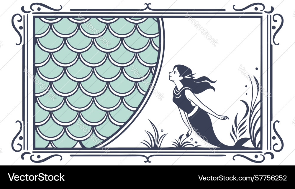 Elegant mermaid scale pattern with siren Vector Image