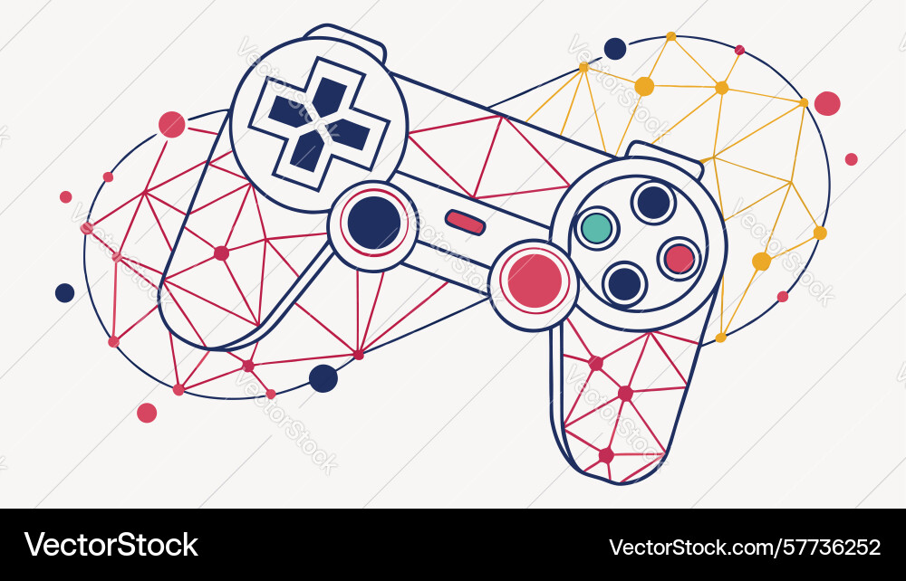 Gaming controller with network connections Vector Image