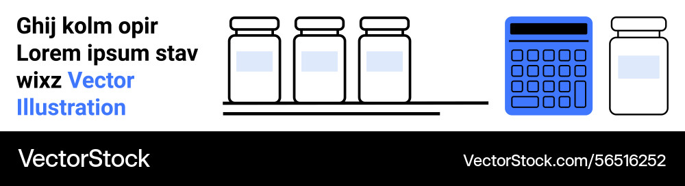 Jars on shelf and calculator highlighting vector image