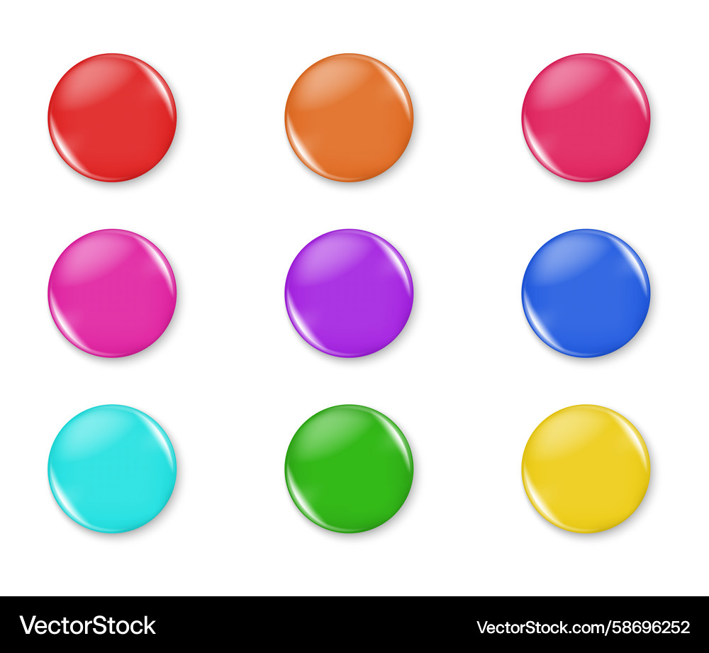 Magnet-style round buttons in multiple colors Vector Image