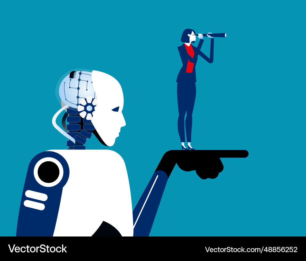 Robots pointing the direction of investment Vector Image
