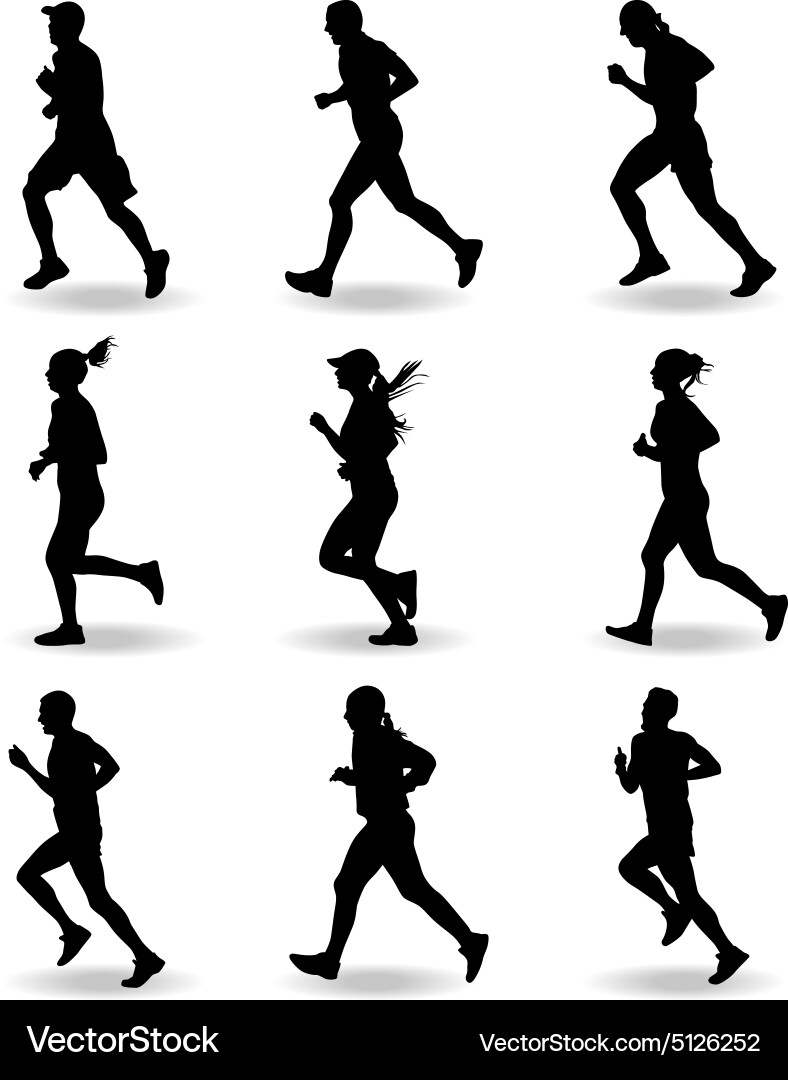 Running Silhouette People vector image