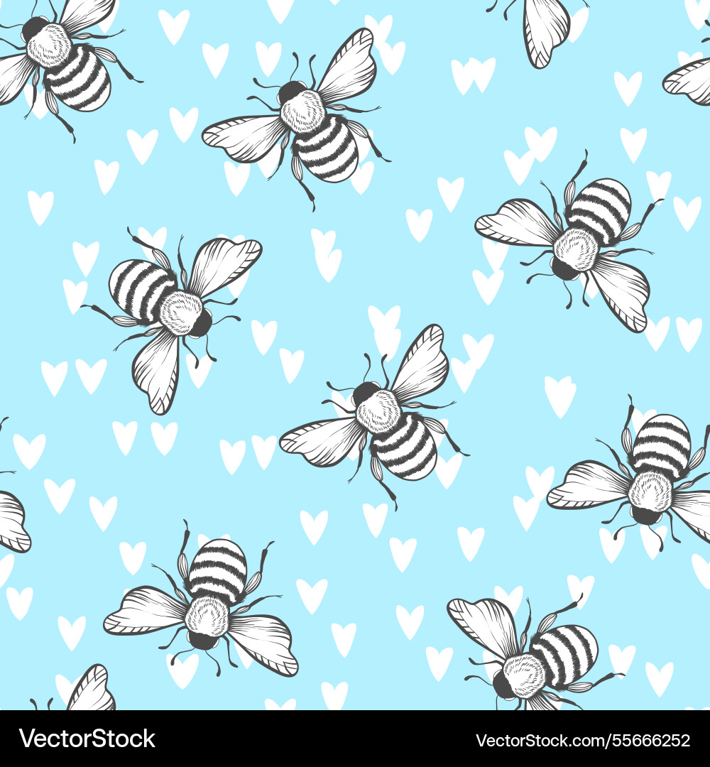 Seamless pattern with bees on color background Seamless pattern with bees on color background vector image