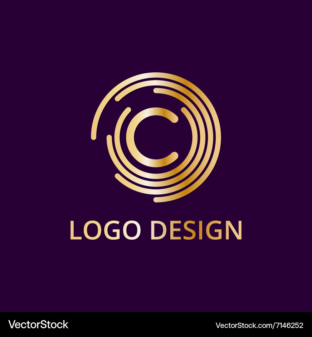 Stock logo letter c of gold Vector Image