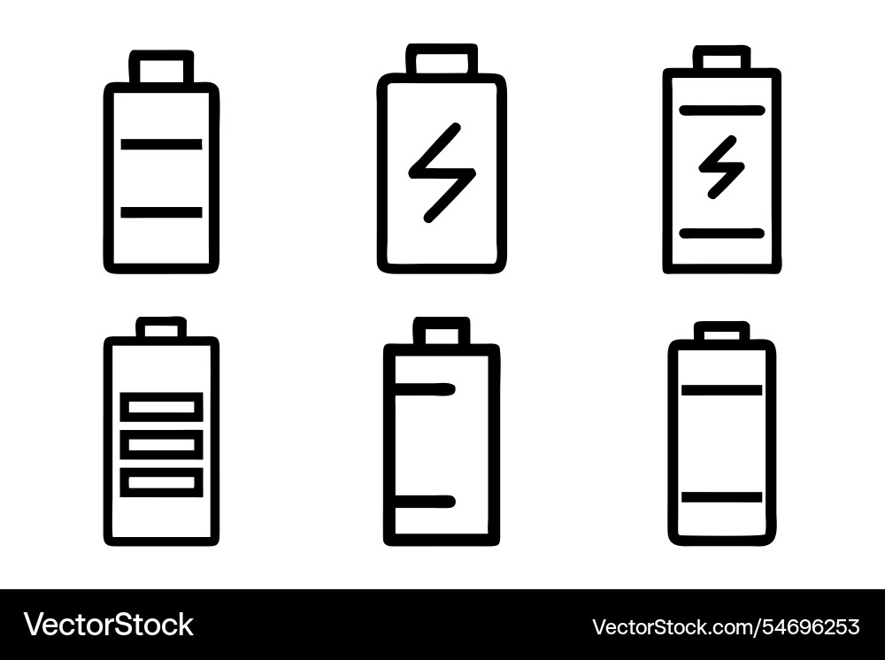 Battery icon bundle set design in style Battery icon bundle set design in style vector image