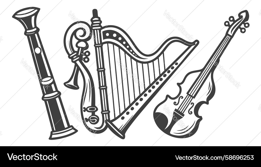 Classical Instruments Collection Vector Image