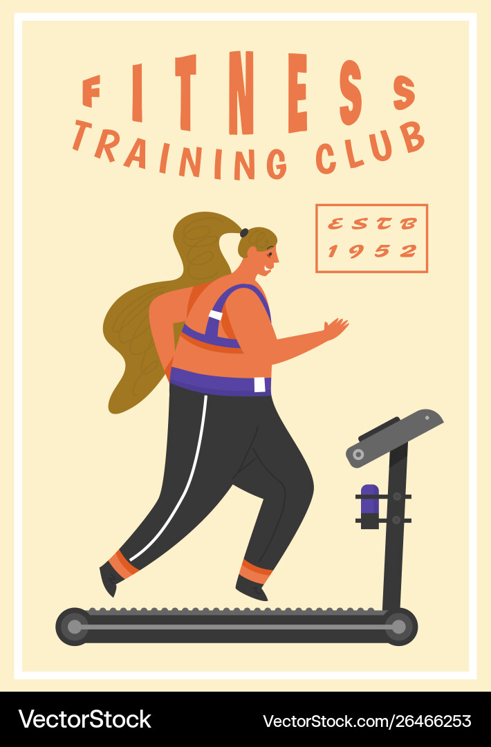 Fitness Frau Poster Gesundheit Sport in Club niedlich Vektorbild