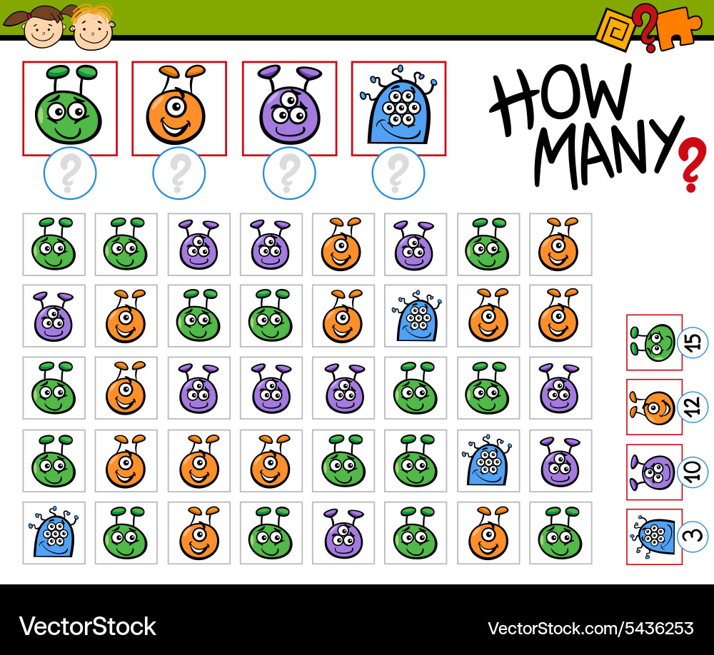 Preschool Counting Game with Alien Characters Vector Image