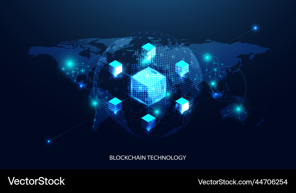 Abstract world blockchain technology Abstract world blockchain technology vector image